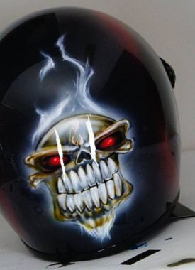 Custom Skull design on Matrix Street FX motorcycle helmet