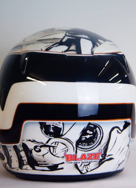 Race style airbrushed custom motorcycle helmet