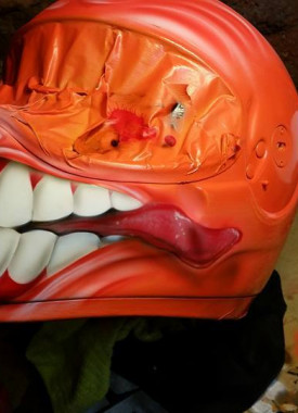 smiley face custom helmet airbrushing