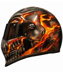 Ghost RIder  motorcycle helmet in flames