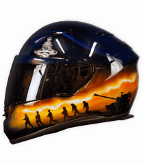 Military themed motorcycle helmet lest we forget