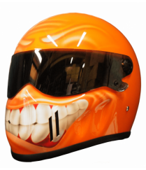 Orange Smiley designed motorcycle helmet