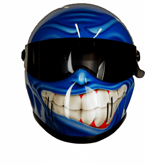 Blue motorbike helmet