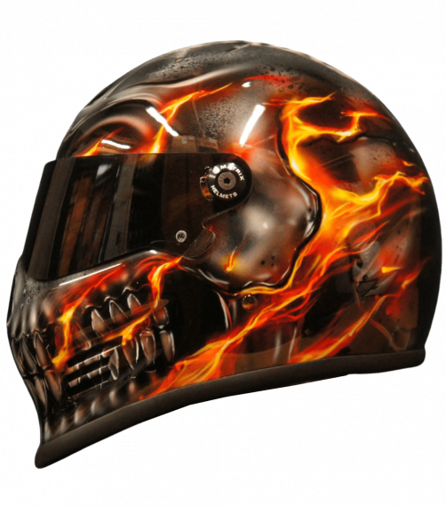 Ghost RIder  motorcycle helmet in flames