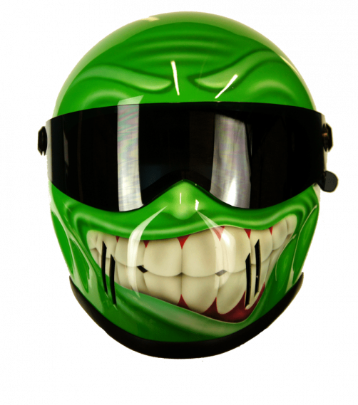 Kawasaki Green  motorbike custom helmet ruroc atlas