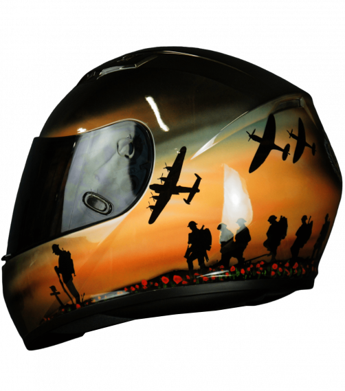 Military themed motorcycle helmet lest we forget Royal Engineers memorial theme