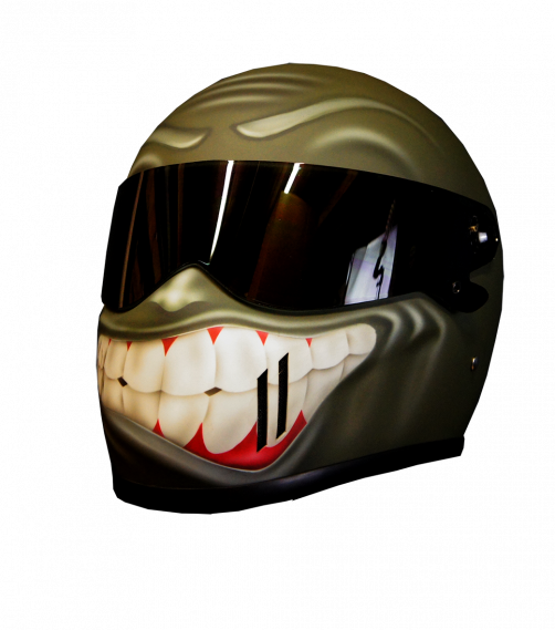 camo green painted helmet