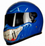 Cool Smiley Face Grinster Custom motorcycle helmet in Stunning Blue colour 0