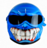 Bright Blue  Smiley face Custom airbrushed motorbike crash helmet