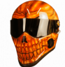 Realistic skull reaper in hot orange motorbike helmet 2