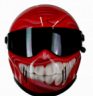 Red custom motorbike smiley face helmet