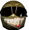 cool smiley face grinster custom motorcycle helmet camo green 0